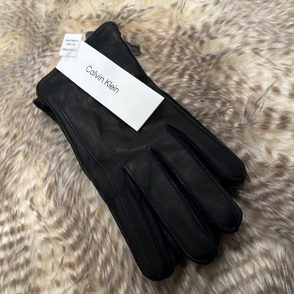 Calvin Klein Black Leather Gloves XL Men’s